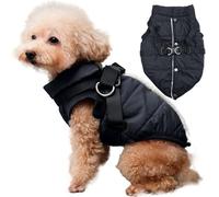 JoyDaog Dog Jacket with Harness,Fleece Lined Warm Puppy Coat for Winter,Soft Windproof Small Dog Vest,Black XS
