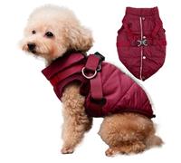 JoyDaog Dog Jacket with Harness,Puppy Coat for Small Dogs,Red XS