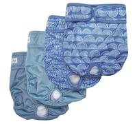 JoyDaog Female Dog Diapers for Medium Dogs,4 Pack Reusable Washable Premium Doggie Diapers for Heat,Incontinence,Period Doggy Nappies,Blue L