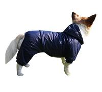 JoyDaog Fleece Lined Dog Coat with Detachable Hood and Detachable Hind Legs,Warm Puppy Jacket in Winter(Blue XXL)