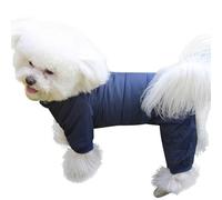 JoyDaog Fleece Lined Dog Coat with Detachable Hood and Detachable Hind Legs,Warm Puppy Jacket in Winter(Blue S)