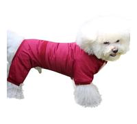 JoyDaog Fleece Lined Dog Coat with Detachable Hood and Detachable Hind Legs,Warm Puppy Jacket in Winter(Red S)