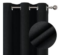 Joydeco 100% Black Blackout Curtains Bedroom 94 Inch Drop, Faux Linen Soft Textured Thermal Insulated Eyelet Curtains with Coating Back Layer for Light Blocking Noise Reducing, W55 x L94-2 Panels