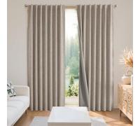 Joydeco 100% Black Out Curtains 63 inch Long 2 Panels Burg Natural Blackout Linen Drapes for Bedroom Living Room Darkening Curtain Thermal Insulated Back tab Rod Pocket(52x63 inch,Linen)