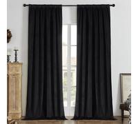 Joydeco 100% Blackout Curtains 108 Inch Long 2 Panels, Luxury Black Out Thermal Insulated Black Velvet Curtains, Soft Elegant Drapes for Bedroom Living Room (Rod Pocket&Back Tab, 52Wx108L)