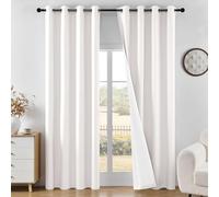 Joydeco 100% Blackout Curtains 84 Inch Length 2 Panels Set, Black Out Curtains for Bedroom Windows 84 Inch Long, Ivory White Curtains for Living Room Thermal Insulated Drapes(W52 x L84 Inch, Ivory)