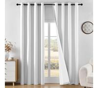 Joydeco 100% Blackout Curtains 96 Inches Long for Bedroom, Black Out Curtains 96 Inch Length 2 Panel Set, Ivory White Curtains for Living Room Window Thermal Insulated Drapes(W52 x L96 Inch, Ivory)