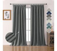 Joydeco 100% Blackout Curtains Bedroom 55 x 108 Inch Drop, Faux Linen Pencil Pleat Thermal Insulated Drapes with Coating Back Layers for Room Darkening Privacy Protection, 2 Panels, Grey