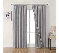 Joydeco 100% Blackout Curtains Bedroom 55 x 96 Inch Drop, Faux Linen Pencil Pleat Thermal Insulated Drapes with Coating Back Layers for Room Darkening Privacy Protection, 2 Panels, Light Grey