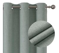 Joydeco 100% Blackout Curtains Bedroom 63 Inch Drop, Faux Linen Soft Textured Thermal Insulated Eyelet Curtains with Coating Back Layer for Living Room, W52 x L63, Sage Green - 2 Panels
