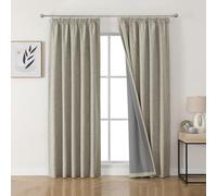 Joydeco 100% Blackout Curtains, Linen Curtains with Ruffle Tape, Set of 2, H 229 x W 167 cm, Linen, Thermal Curtain, Cold Protection, Opaque, Sound Protection, Ideal for Living Room, Matches Rail
