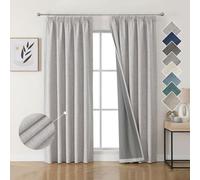 Joydeco 100% Blackout Curtains Linen Style Premium Off White Pencil Pleat Curtains 52x90 Inch 2 Panels, Thermal Insulated for Bedroom and Living Room