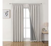 Joydeco 100% Blackout Curtains Linen Style Premium Off White Pencil Pleat Curtains 55x96 Inch 2 Panels, Thermal Insulated for Bedroom and Living Room