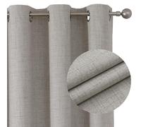 Joydeco 100% Blackout Curtains with Coating Back Layer, Faux Linen Textured Thermal Insulated Eyelet Curtains & Drapes for Room Darkening Noise Reducing W46 x L72 Inch, Greyish White - 2 Panels