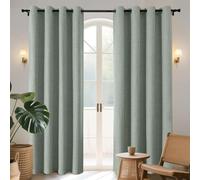Joydeco 100% Blackout Lined Curtains W52 x L84 Inch Drop, Linen Look Eyelet Thermal Insulated Curtains with Coating Back Layer for Light Blocking Noise Reduction, Sage Green - 2 Panels