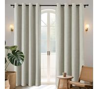 Joydeco 100% Blackout Linen Curtains 95 Inches Long 2 Panels, Thermal Insulated Burlap Curtain & Drapes, Grommet Room Darkening Textured Curtains for Bedroom Living Room (52x95 inch,Light Beige)