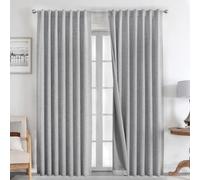 Joydeco 100% Blackout Linen Curtains Bedroom, Thermal Insulated Burlap Curtain & Drapes, Room Darkening Textured Curtains Black Out for Living Room Back Tab Rod Pocket 2 Panels