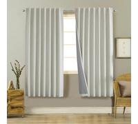 Joydeco 100% Blackout Linen Curtains Bedroom, Thermal Insulated Burlap Curtain & Drapes, Room Darkening Textured Curtains Black Out for Living Room Back Tab Rod Pocket 2 Panels