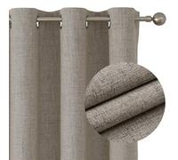 Joydeco 100% Blackout Linen Curtains Bedroom, Thermal Insulated Burlap Eyelet Curtain & Drapes, Room Darkening Textured Curtains Black Out for Living Room 2 Panels(Line,W 55" x L 94")