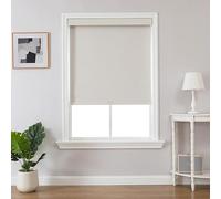 Joydeco 100% Blackout Roller Shades (Pro), Free-Stop Cordless Blinds for Windows, UV Protection, Natural Woven Blinds for Home and Office, Light-Proof Aluminum Cover (23" W x 75" H, Beige)