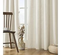 Joydeco 120 Inch Curtains Long Curtains 120 Length, Extra Long Curtains for Living Room Linen Curtains 120 Inches Long, Drapes for Living Room, Long Curtains 108 Inches Set of 2 Farmhouse Curtains