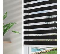 Joydeco 27 Inch Wide Mini Zebra Blinds for Windows,Black Sheer Privacy Light Filtering Cordless Dual Layer Roller Shades for Home Office Bedroom, 27" W×75" H