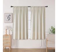Joydeco Beige Boho Curtains 63 Inch Length 2 Panels, Super Soft Bohemian Farmhouse Curtains with Tassels, Semi Sheer Light Filtering Drapes for Bedroom Living Room (Rod Pocket, 52Wx63L)