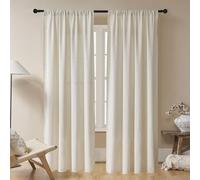 Joydeco Beige Boho Curtains 84 Inch Length 2 Panels, Super Soft Bohemian Farmhouse Curtains, Semi Sheer Light Filtering Drapes for Bedroom Living Room (Rod Pocket with No Tassels, 52Wx84L)