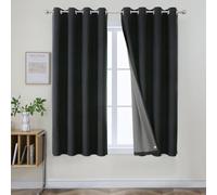 Joydeco Black 100% Blackout Curtains for Bedroom, Room Darkening Thermal Insulated Short Textured Grommets Drapes for Living Room (42x63 inch, Black)