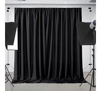Joydeco Black Backdrop Curtains for Parties, 10x10 Wrinkle Free Black Backdrop Drapes for Birthday Party Home Party, 2 Panels with Rod Pockets