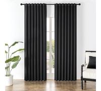 Joydeco Black Blackout Curtains 96 Inches Long, Black Out Curtains 96 Inch Length 2 Panels Set for Bedroom, Room Darkening Curtains & Drapes for Living Room Window (W52 x L96 Inch, Black)