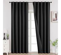 Joydeco Black Blackout Curtains 96 Inches Long, Black Out Curtains 96 Inch Length 2 Panels Set for Bedroom, Room Darkening Curtains & Drapes for Living Room Window (W52 x L96 Inch, Black)