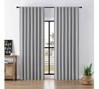 Joydeco Black Out Faux Linen Blackout Curtains for Bedroom, Light Grey 100% Blackout Curtains 90 inches long, Solid Thermal Insulated Window Drapes Luxury Decor for Living Room（W52xL90 Inch）