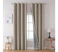 Joydeco Blackout 108 Inch Curtains 2 Panels Set, Extra Long Linen Room Darkening Curtains for Bedroom, Thermal Insulated Textured Drapes for Living Room (52x108 inch,Linen)