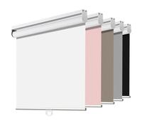 Joydeco Blackout Cordless Roller Shade White Fabric Mini Blinds & Shades for Windows 28 Inch Wide Home Darkening (28" Wx75 H)