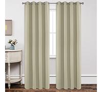 Joydeco Blackout Curtains 108 Inch Length 2 Panels Set, Thermal Insulated Long Curtains& Drapes 2 Burg, Room Darkening Grommet Drapes for Living Room Bedroom Window (W52 x L108 Inch, Light Beige)