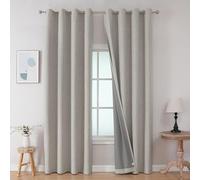 Joydeco Blackout Curtains 63 inch Length 2 Panels Set, Linen Textured Room Darkening Curtains 63 Inches Long, Thermal Insulated Grommet Black Out Curtains for Living Room(42x63 inch, Greyish White)
