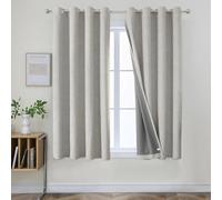 Joydeco Blackout Curtains 63 inch Length 2 Panels Set, Linen Textured Room Darkening Curtains 63 Inches Long, Thermal Insulated Grommet Black Out Curtains for Living Room(42x63 inch, Greyish White)