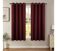 Joydeco Blackout Curtains 63 Inch Length 2 Panels Set, Thermal Insulated Long Curtains 2 Burg, Room Darkening Grommet Curtains for Bedroom Living Room Windows (W42 x L63 Inch, Burgundy Red)