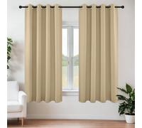 Joydeco Blackout Curtains 63 Inch Length 2 Panels Set, Thermal Insulated Long Curtains & Drapes 2 Burg, Room Darkening Grommet Drapes for Bedroom Living Room Windows (W42 x L63 Inch, Beige)