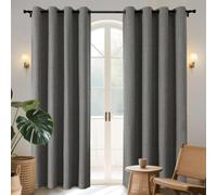 Joydeco Blackout Curtains 63 Inches Long 2 Panels Burg, Room Darkening Curtains for Bedroom, 100% Black Out Textured Thermal Drapes Privacy Protection 2 Panels Set(W52 x L63 Inch, Grey)