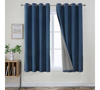 Joydeco Blackout Curtains 63 Inches Long 2 Panels Burg, Room Darkening Curtains for Bedroom, 100% Black Out Textured Thermal Drapes Privacy Protection 2 Panels Set(W52 x L63 Inch, Navy Blue)