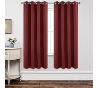 Joydeco Blackout Curtains 72 Inch Length 2 Panels Set, Thermal Insulated Long Curtains 2 Burg, Room Darkening Grommet Drapes for Living Room Bedroom Window (W52 x L72 Inch, Burgundy Red)