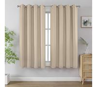 Joydeco Blackout Curtains 72 Inch Length 2 Panels Set, Thermal Insulated Long Curtains& Drapes 2 Burg, Room Darkening Grommet Drapes for Living Room Bedroom Window (W52 x L72 Inch, Light Beige)