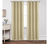 Joydeco Blackout Curtains 72 Inch Length 2 Panels Set, Thermal Insulated Long Curtains& Drapes 2 Burg, Room Darkening Grommet Drapes for Living Room Bedroom Window (W52 x L72 Inch, Beige)