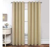 Joydeco Blackout Curtains 84 Inch Length 2 Panels Set, Thermal Insulated Long Curtains& Drapes 2 Burg, Room Darkening Grommet Curtains for Living Room Bedroom Window (W52 x L84 Inch, Beige)