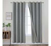 Joydeco Blackout Curtains 84 Inches Long 2 Panels Burg, Room Darkening Curtains for Bedroom, 100% Black Out Textured Thermal Drapes Privacy Protection 2 Panels Set(W52 x L84 Inch, Light Grey)