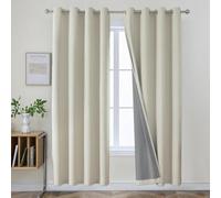 Joydeco Blackout Curtains 84 Inches Long, Light Beige Curtains 84 Inch Length 2 Panels Set for Bedroom Living Room, Thermal Insulated Linen Blackout Curtains with Grommets(52x84 inch, Light Beige)