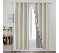 Joydeco Blackout Curtains 84 Inches Long, Light Beige Curtains 84 Inch Length 2 Panels Set for Bedroom Living Room, Thermal Insulated Linen Blackout Curtains with Grommets(42x84 inch, Light Beige)
