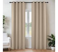 Joydeco Blackout Curtains 90 Inch Length 2 Panels Set, Thermal Insulated Long Curtains& Drapes 2 Burg, Room Darkening Grommet Drapes for Living Room Bedroom Window (W52 x L90 Inch, Light Beige)